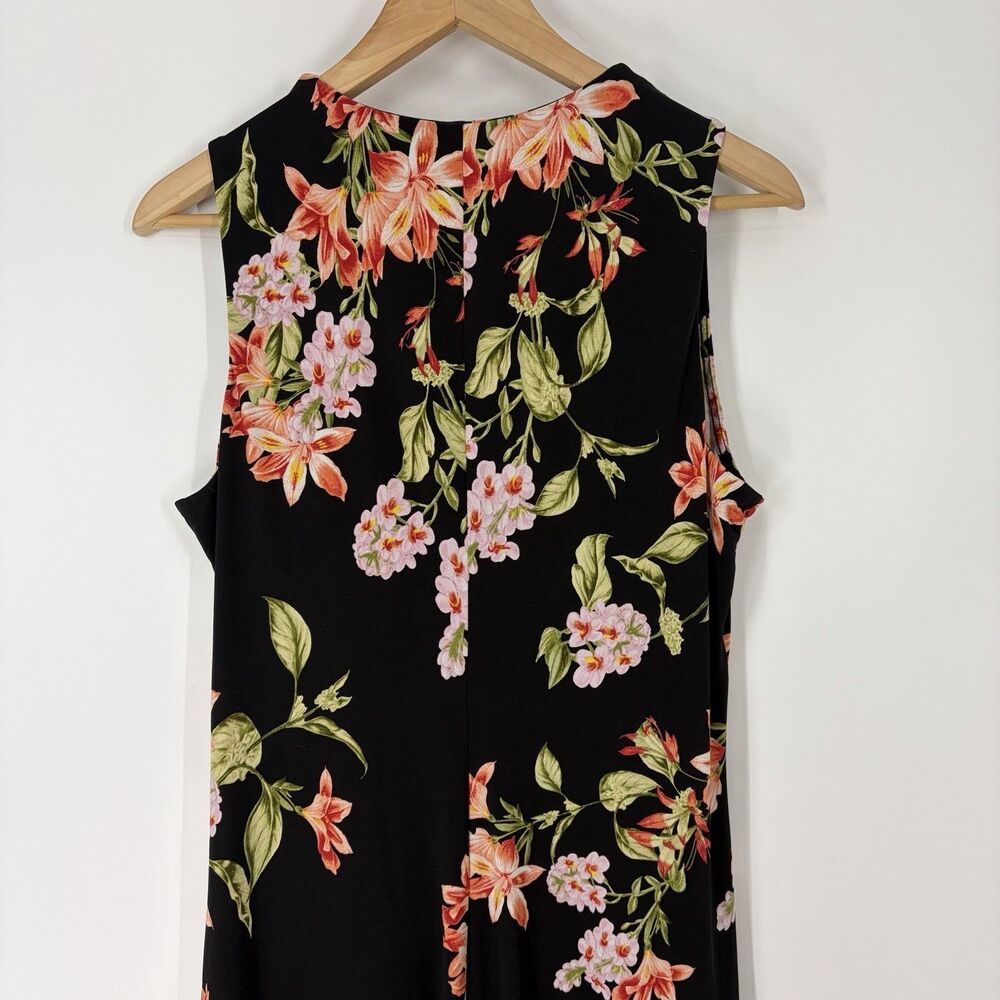 Tommy Bahama Dress Large Womens Black Tropical Floral Twist Front Maxi Resort - Picture 7 of 9